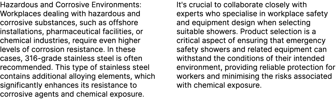 Hazardous and Corrosive Environments: Workplaces dealing with hazardous and corrosive substances, such as offshore in...
