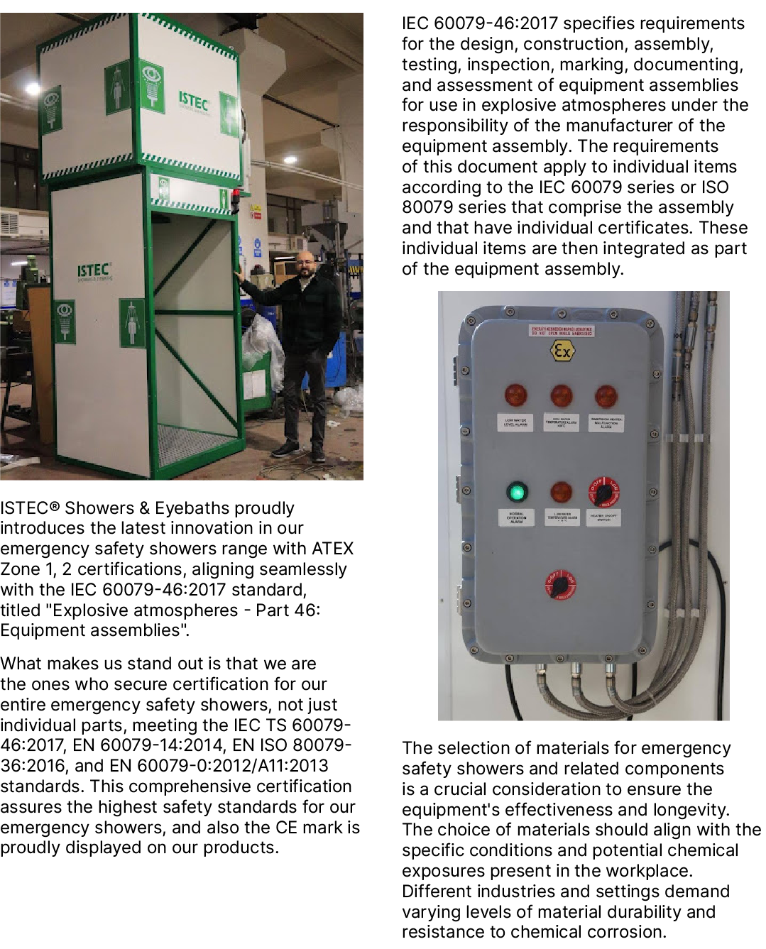 ￼ ISTEC® Showers & Eyebaths proudly introduces the latest innovation in our emergency safety showers range with ATEX ...