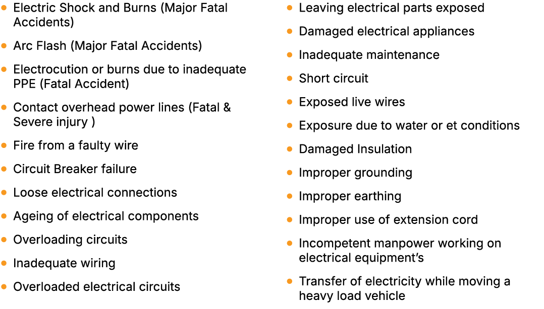 ● Electric Shock and Burns (Major Fatal Accidents) ● Arc Flash (Major Fatal Accidents) ● Electrocution or burns due t...