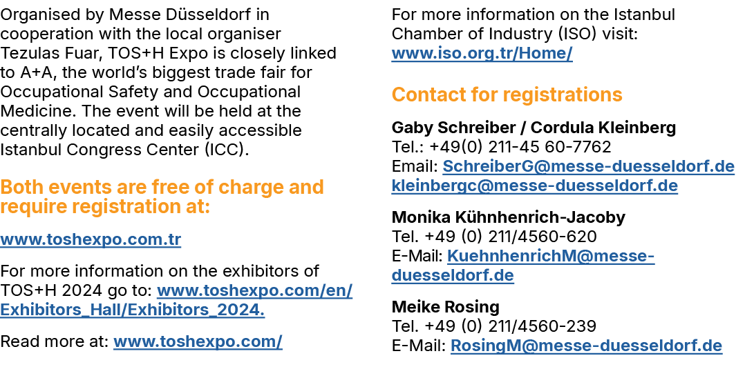 Organised by Messe D sseldorf in cooperation with the local organiser Tezulas Fuar, TOS+H Expo is closely linked to A...