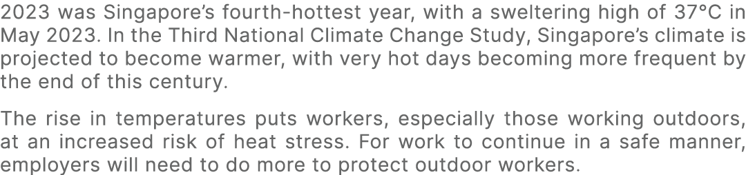2023 was Singapore’s fourth hottest year, with a sweltering high of 37°C in May 2023. In the Third National Climate C...