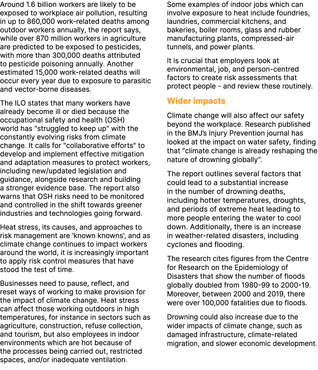 Around 1.6 billion workers are likely to be exposed to workplace air pollution, resulting in up to 860,000 work relat...