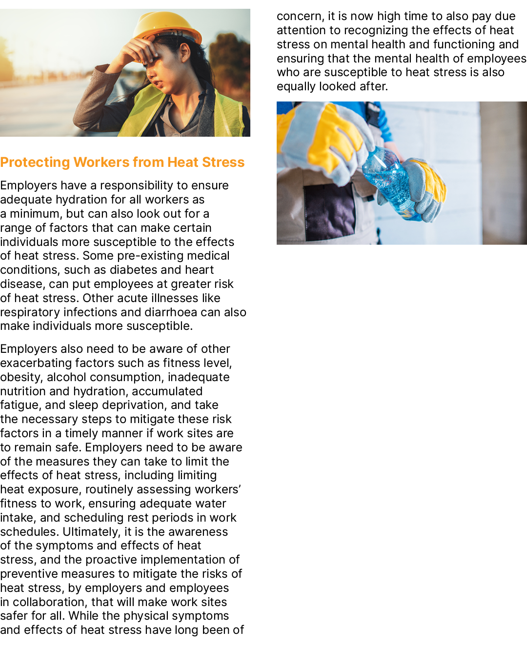 ￼ Protecting Workers from Heat Stress Employers have a responsibility to ensure adequate hydration for all workers as...