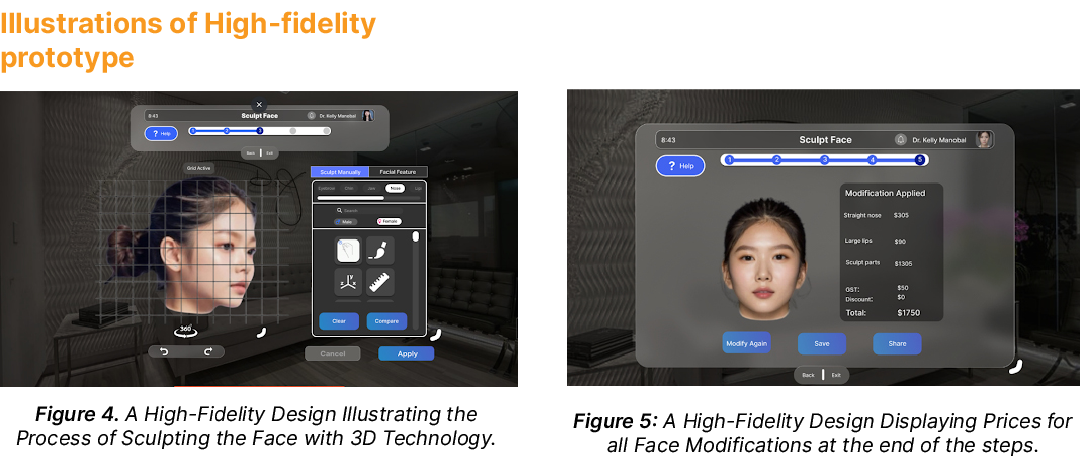 Illustrations of High fidelity prototype ￼ Figure 4. A High Fidelity Design Illustrating the Process of Sculpting the...