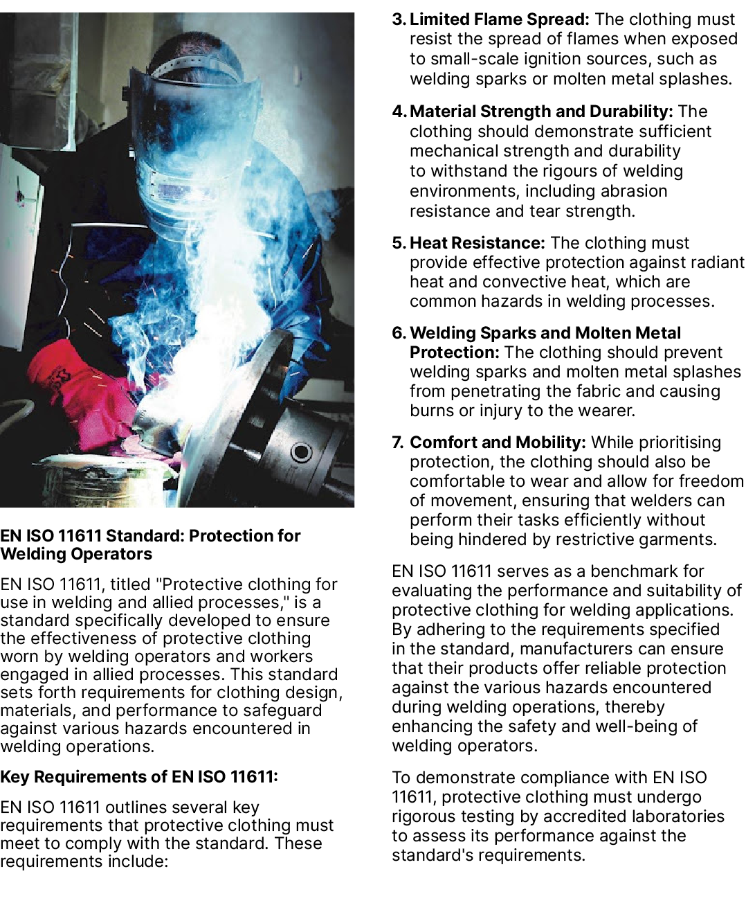 ￼ EN ISO 11611 Standard: Protection for Welding Operators EN ISO 11611, titled \“Protective clothing for use in weldi...