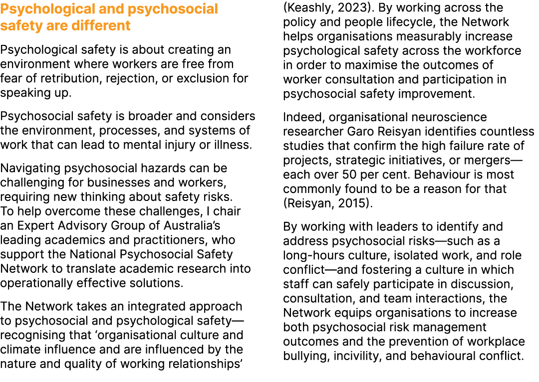 Psychological and psychosocial safety are different Psychological safety is about creating an environment where worke...