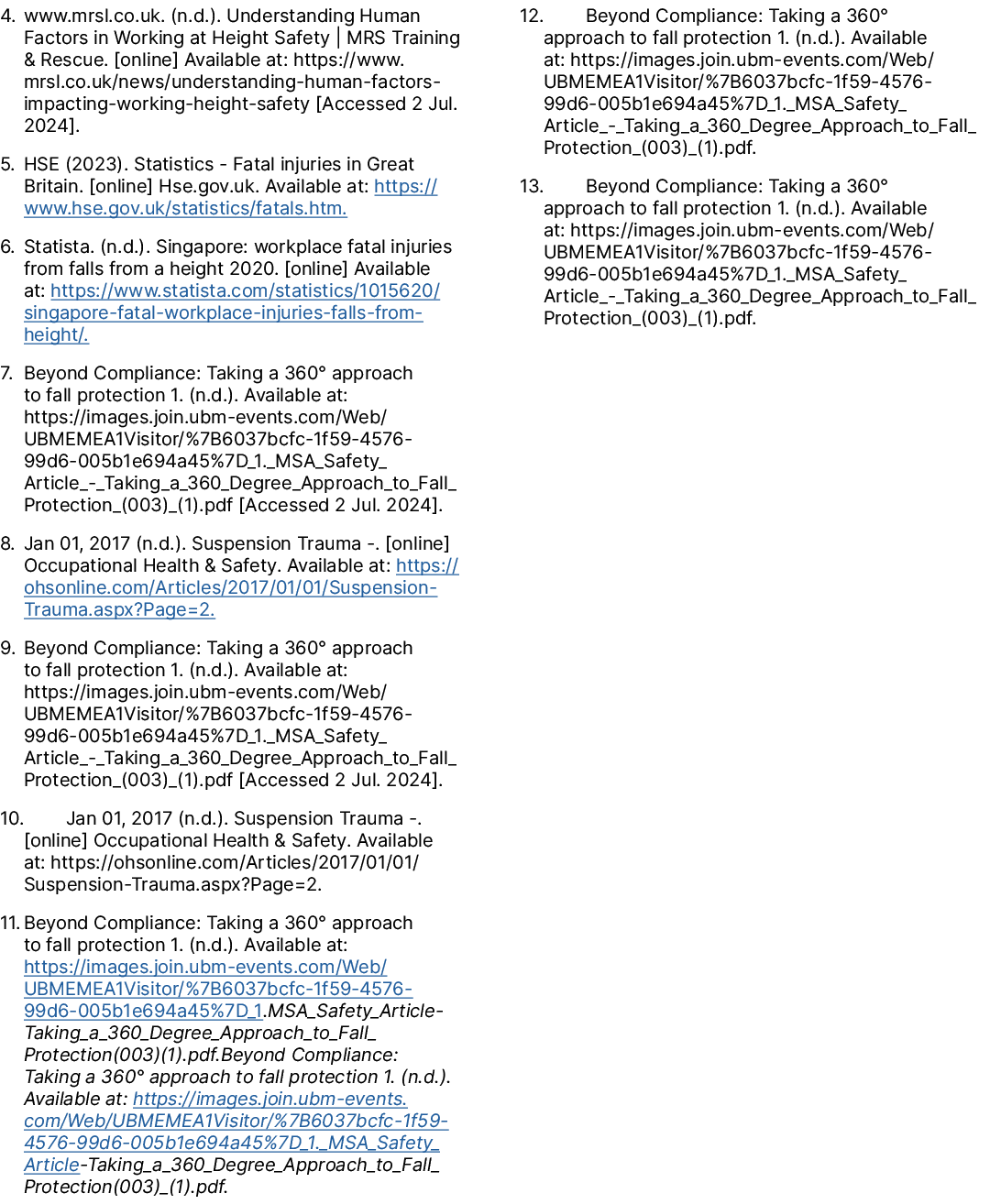 4. www.mrsl.co.uk. (n.d.). Understanding Human Factors in Working at Height Safety | MRS Training & Rescue. [online] ...