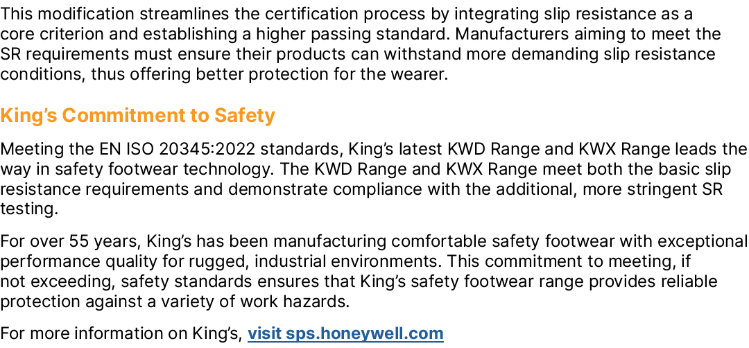 This modification streamlines the certification process by integrating slip resistance as a core criterion and establ...