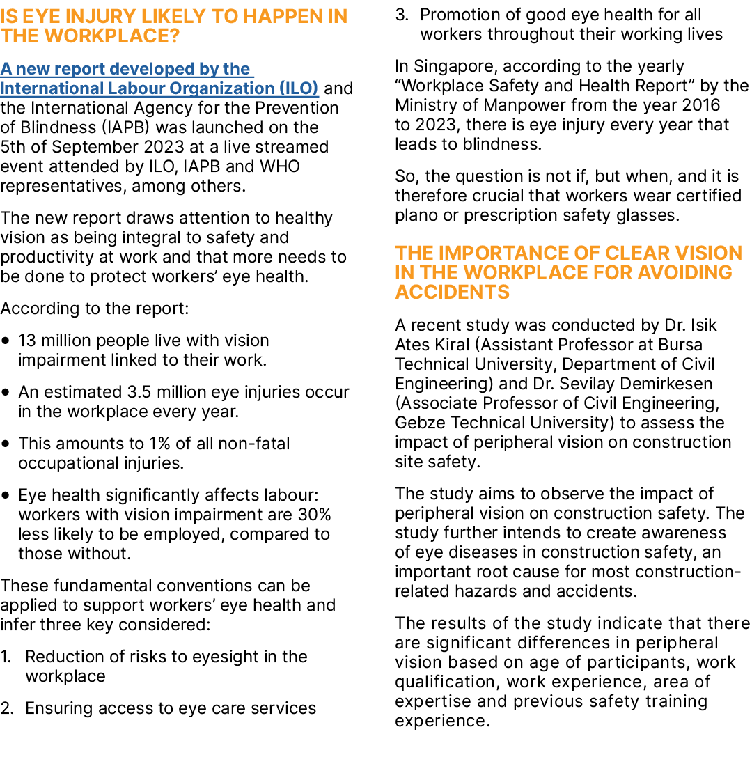 IS EYE INJURY LIKELY TO HAPPEN IN THE WORKPLACE? A new report developed by the International Labour Organization (ILO...