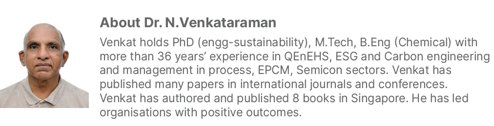 ￼About Dr. N.Venkataraman Venkat holds PhD (engg sustainability), M.Tech, B.Eng (Chemical) with more than 36 years’ e...