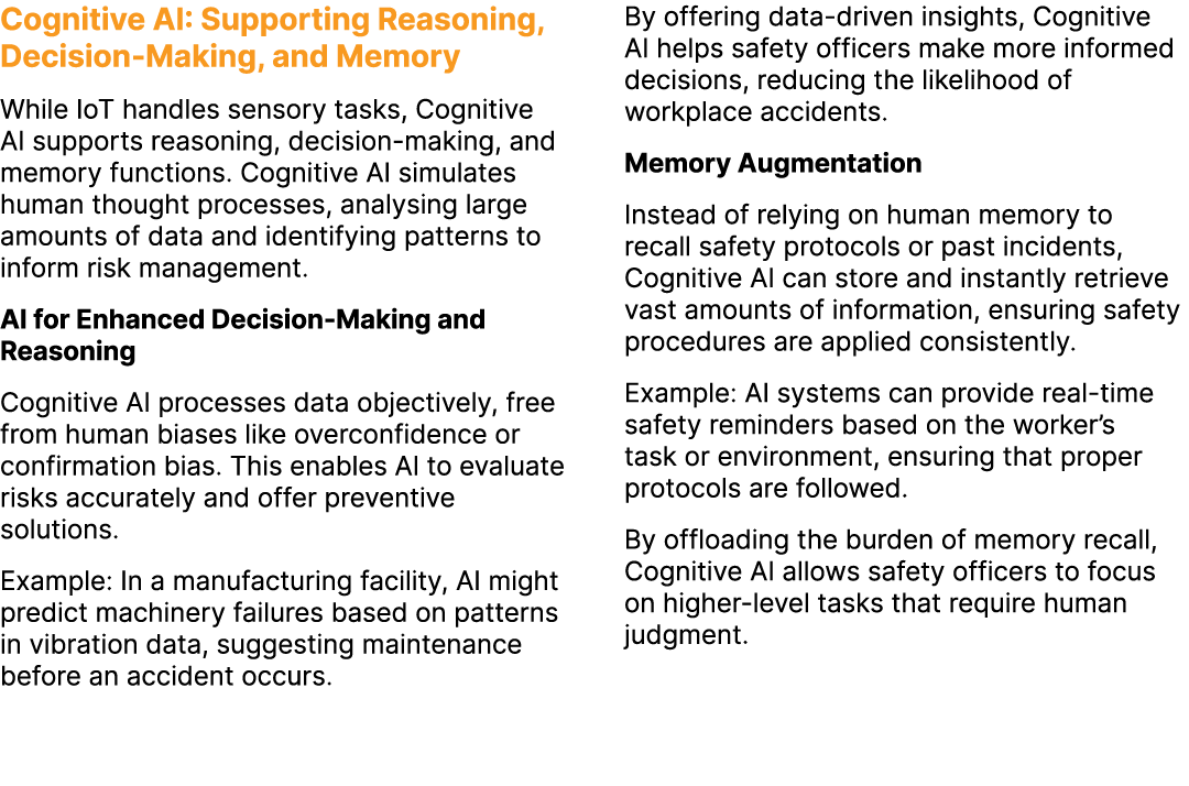 Cognitive AI: Supporting Reasoning, Decision Making, and Memory While IoT handles sensory tasks, Cognitive AI support...