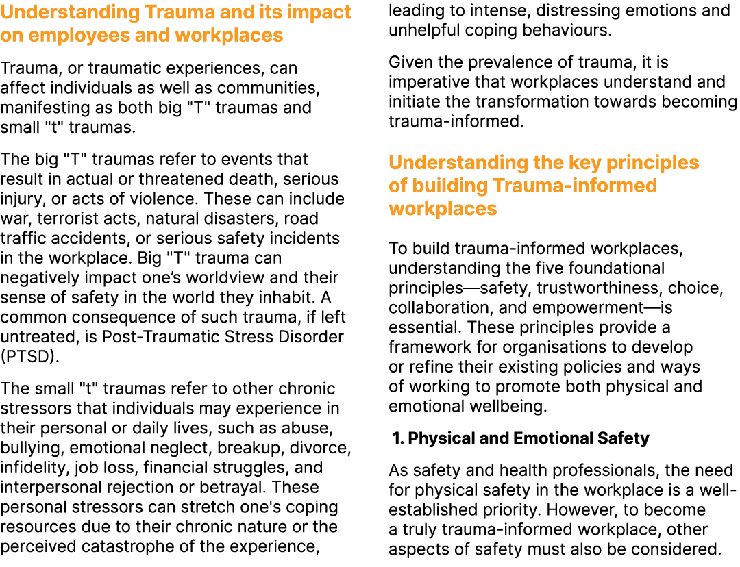 Understanding Trauma and its impact on employees and workplaces Trauma, or traumatic experiences, can affect individu...