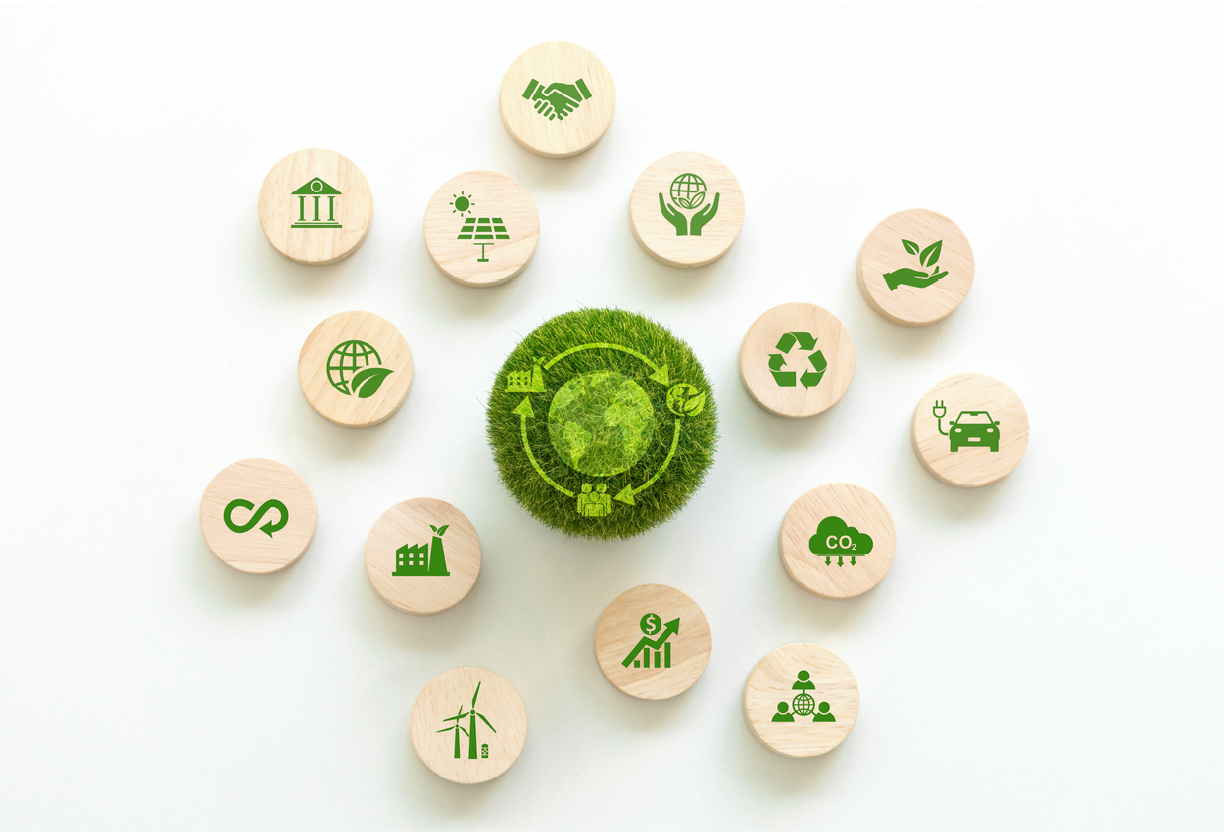 LCA-Life cycle assessment concept.A green ball with an LCA icon. environmental impact assessment related to product value chains. Business value chain and Growing sustainability.Circular economy
