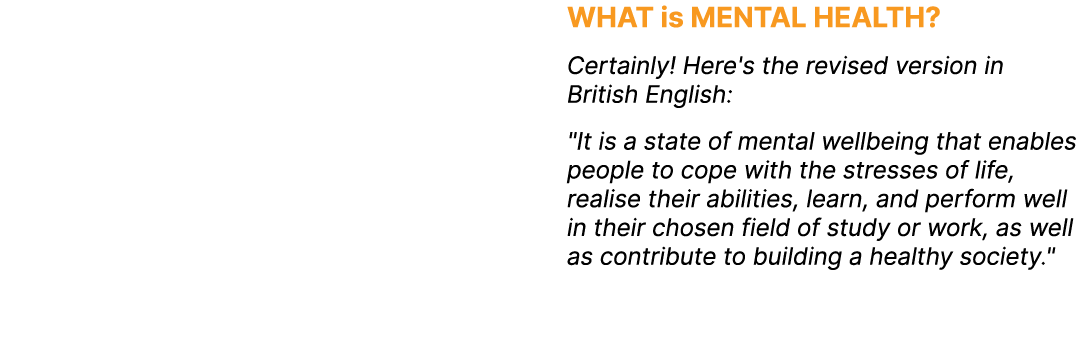  WHAT is MENTAL HEALTH? Certainly! Here's the revised version in British English: \“It is a state of mental wellbeing...