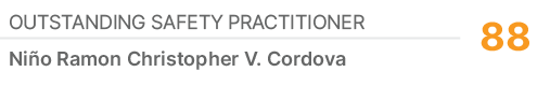Outstanding Safety Practitioner,88,Ni o Ramon Christopher V. Cordova