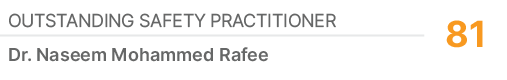 Outstanding Safety Practitioner,81,Dr. Naseem Mohammed Rafee