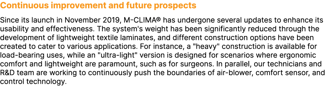 Continuous improvement and future prospects Since its launch in November 2019, M CLIMA® has undergone several updates...