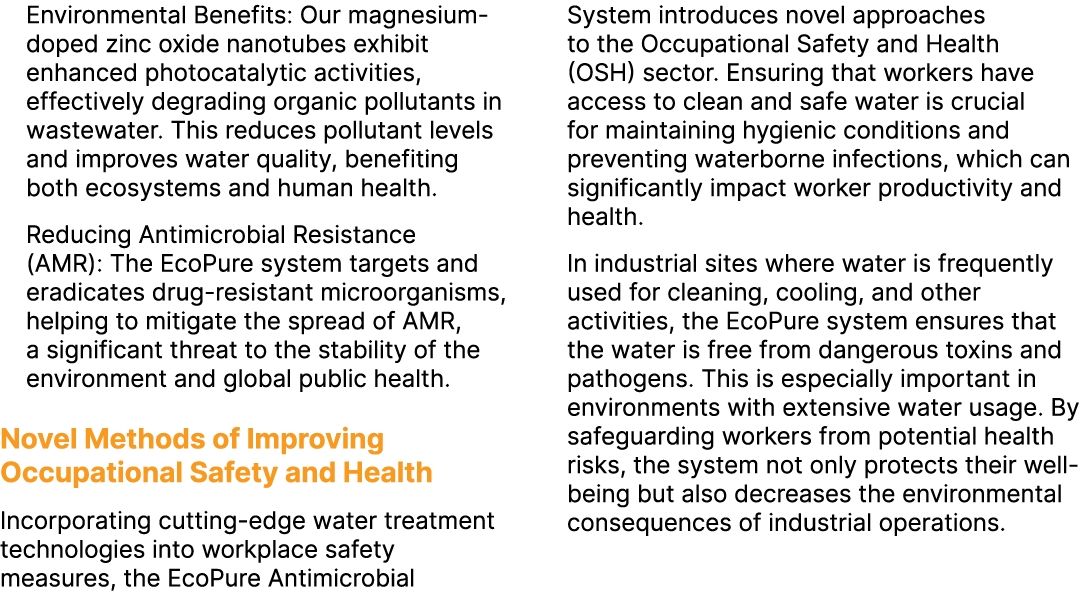 ● Environmental Benefits: Our magnesium doped zinc oxide nanotubes exhibit enhanced photocatalytic activities, effect...