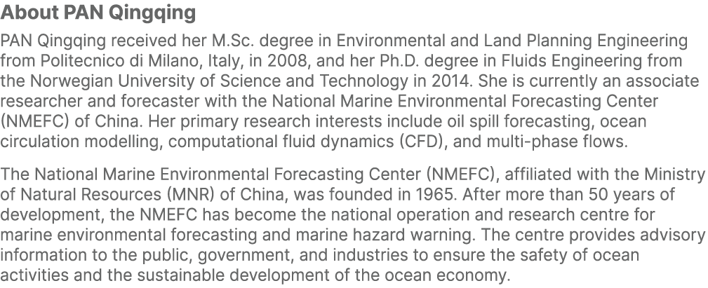 About PAN Qingqing PAN Qingqing received her M.Sc. degree in Environmental and Land Planning Engineering from Politec...