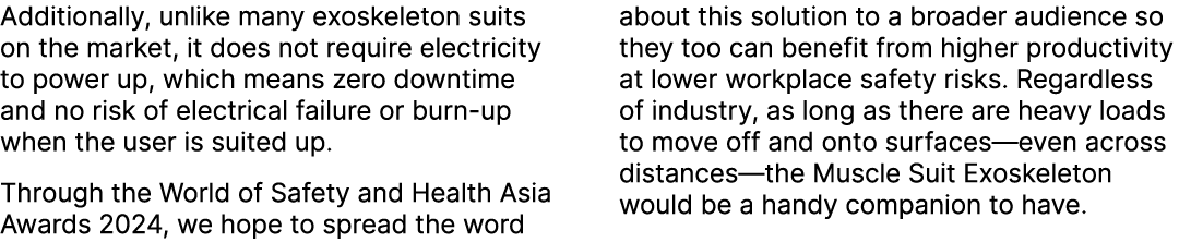 Additionally, unlike many exoskeleton suits on the market, it does not require electricity to power up, which means z...