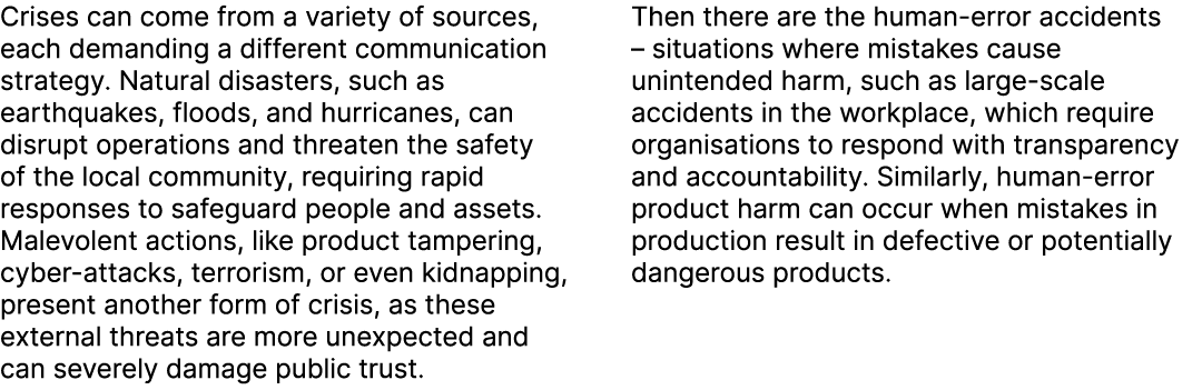 Crises can come from a variety of sources, each demanding a different communication strategy. Natural disasters, such...
