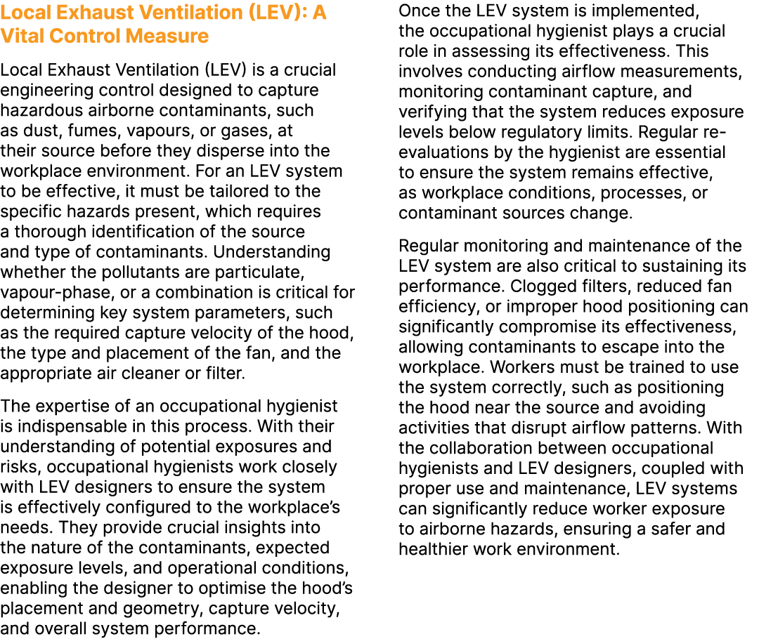 Local Exhaust Ventilation (LEV): A Vital Control Measure Local Exhaust Ventilation (LEV) is a crucial engineering con...