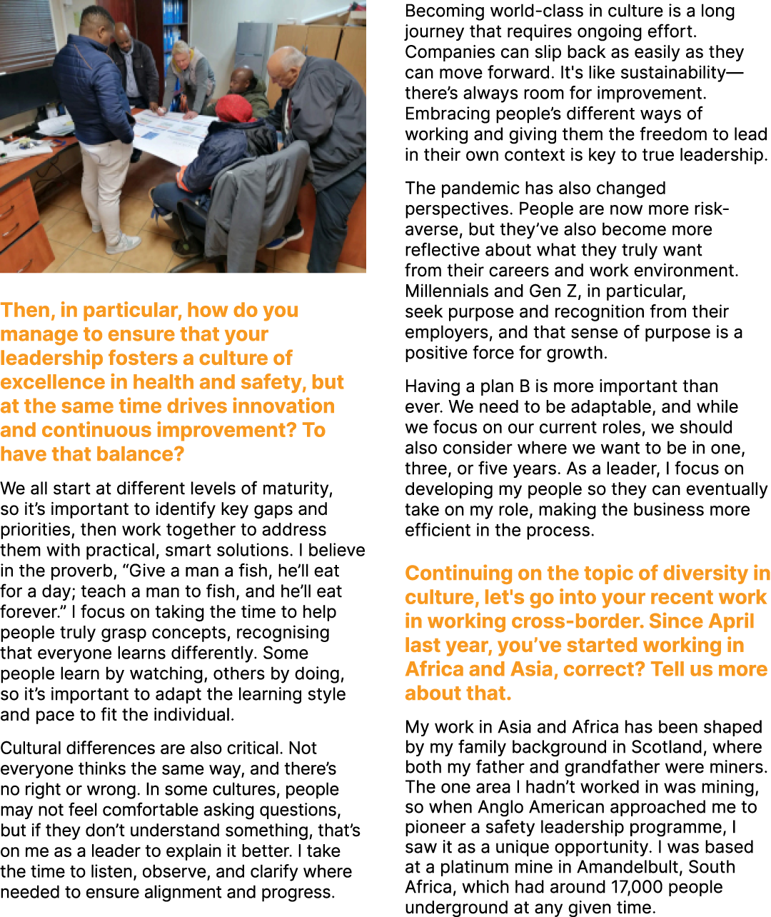 ￼ Then, in particular, how do you manage to ensure that your leadership fosters a culture of excellence in health and...