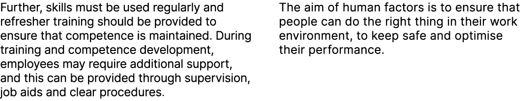 Further, skills must be used regularly and refresher training should be provided to ensure that competence is maintai...
