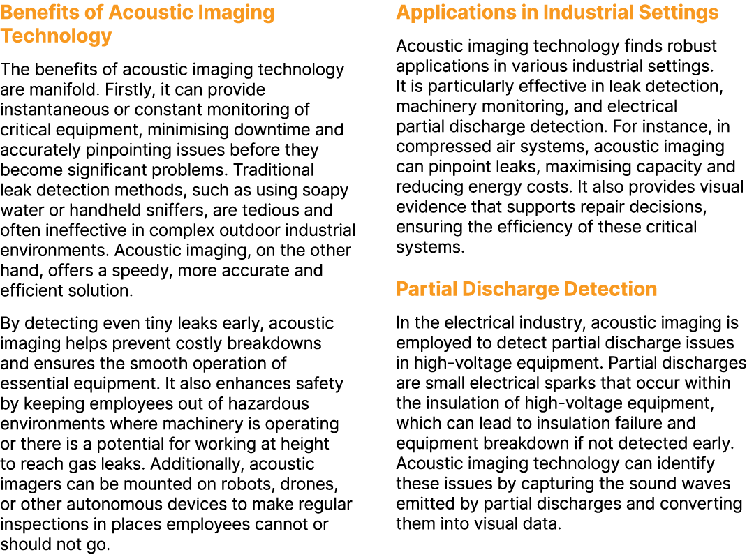 Benefits of Acoustic Imaging Technology The benefits of acoustic imaging technology are manifold. Firstly, it can pro...