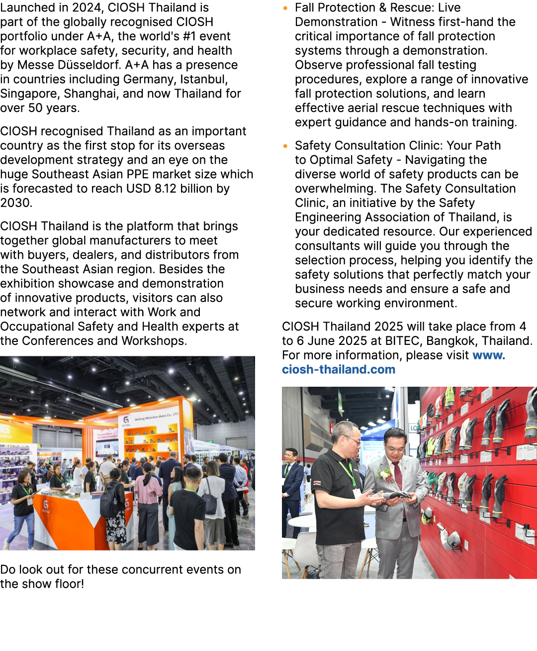 Launched in 2024, CIOSH Thailand is part of the globally recognised CIOSH portfolio under A+A, the world's #1 event f...