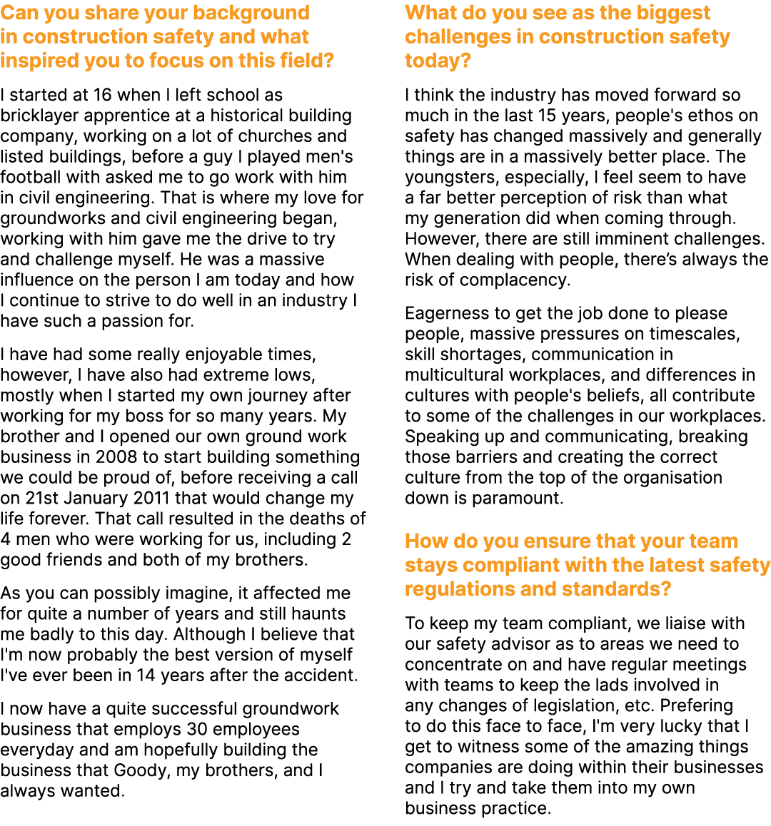 Can you share your background in construction safety and what inspired you to focus on this field? I started at 16 wh...