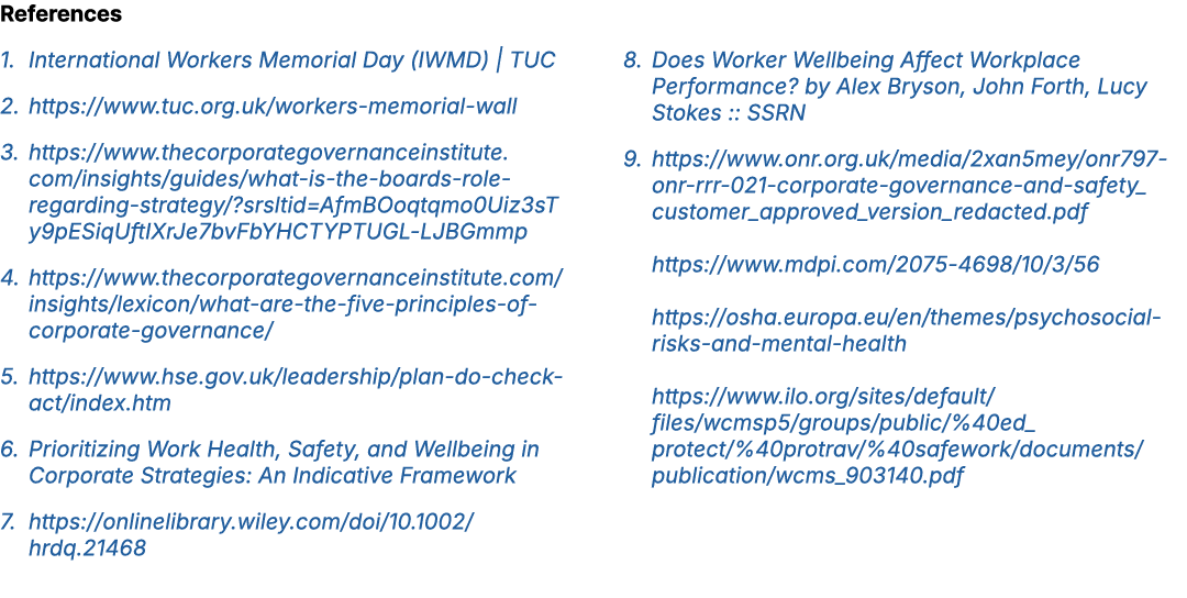 References 1. International Workers Memorial Day (IWMD) | TUC 2. https://www.tuc.org.uk/workers memorial wall 3. http...
