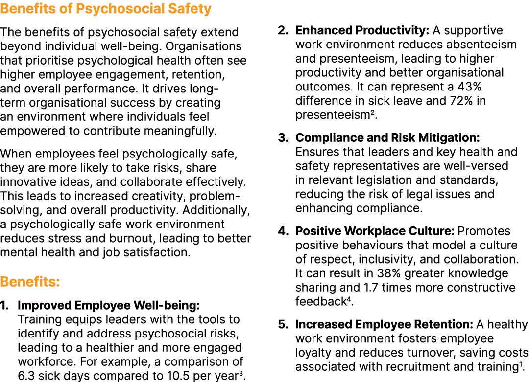 Benefits of Psychosocial Safety The benefits of psychosocial safety extend beyond individual well being. Organisation...