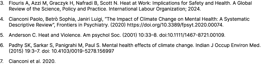 3. Flouris A, Azzi M, Graczyk H, Nafradi B, Scott N. Heat at Work: Implications for Safety and Health. A Global Revie...