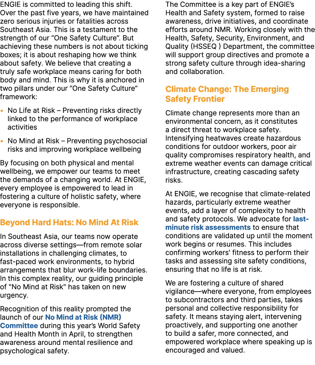 ENGIE is committed to leading this shift. Over the past five years, we have maintained zero serious injuries or fatal...