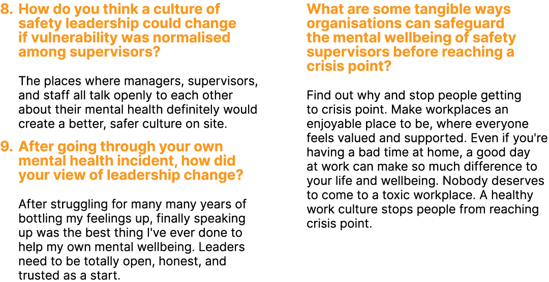 8. How do you think a culture of safety leadership could change if vulnerability was normalised among supervisors? Th...