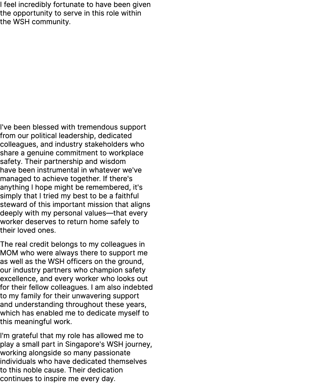I feel incredibly fortunate to have been given the opportunity to serve in this role within the WSH community. I've b...
