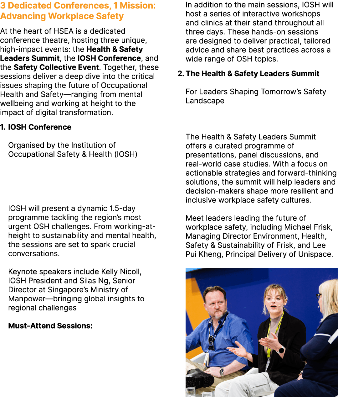 3 Dedicated Conferences, 1 Mission: Advancing Workplace Safety At the heart of HSEA is a dedicated conference theatre...