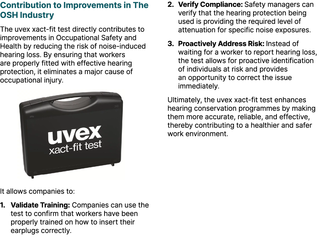 Contribution to Improvements in The OSH Industry The uvex xact fit test directly contributes to improvements in Occup...