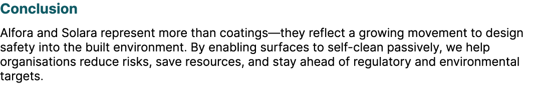 Conclusion Alfora and Solara represent more than coatings—they reflect a growing movement to design safety into the b...