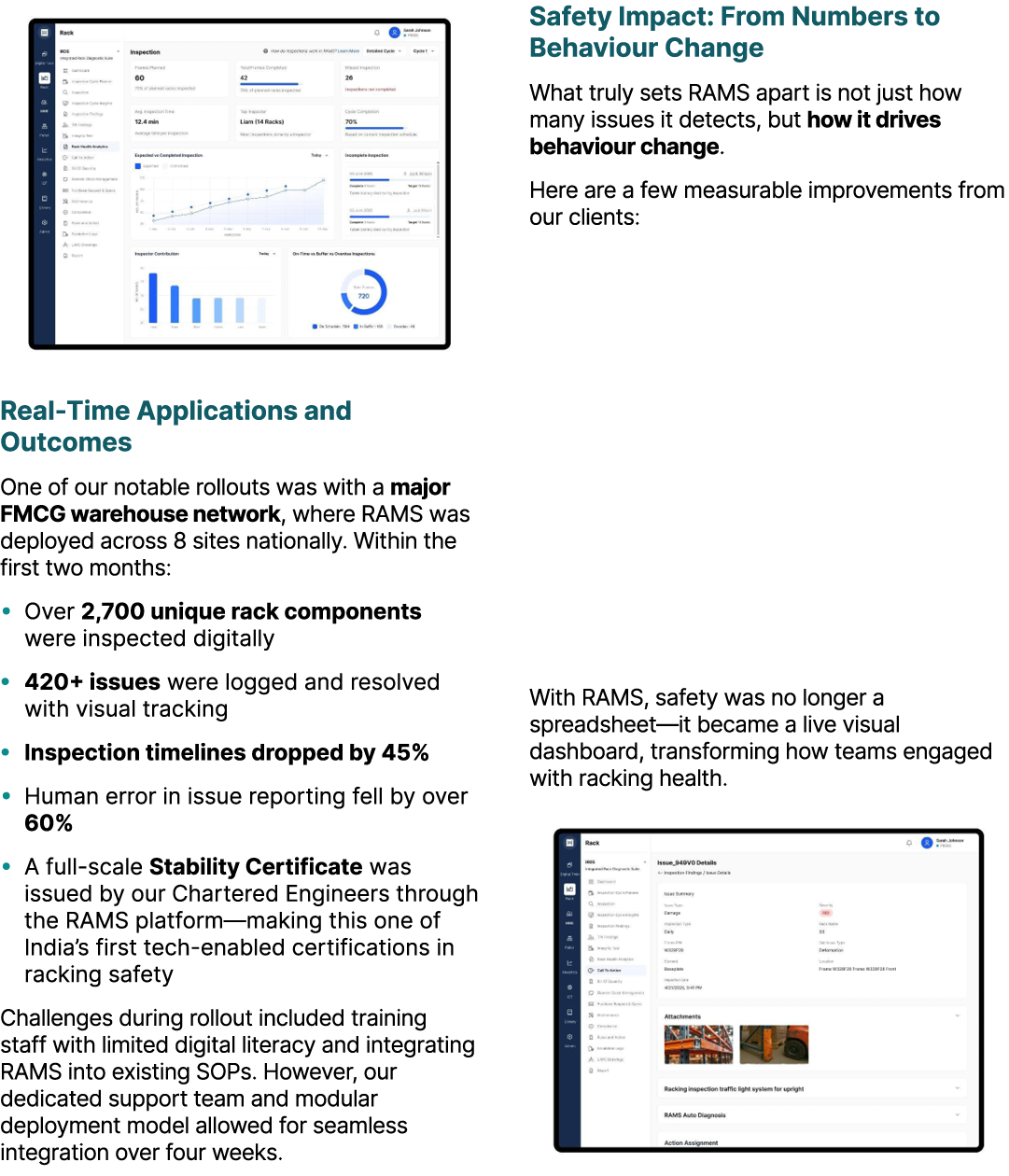 ￼ Real Time Applications and Outcomes One of our notable rollouts was with a major FMCG warehouse network, where RAMS...