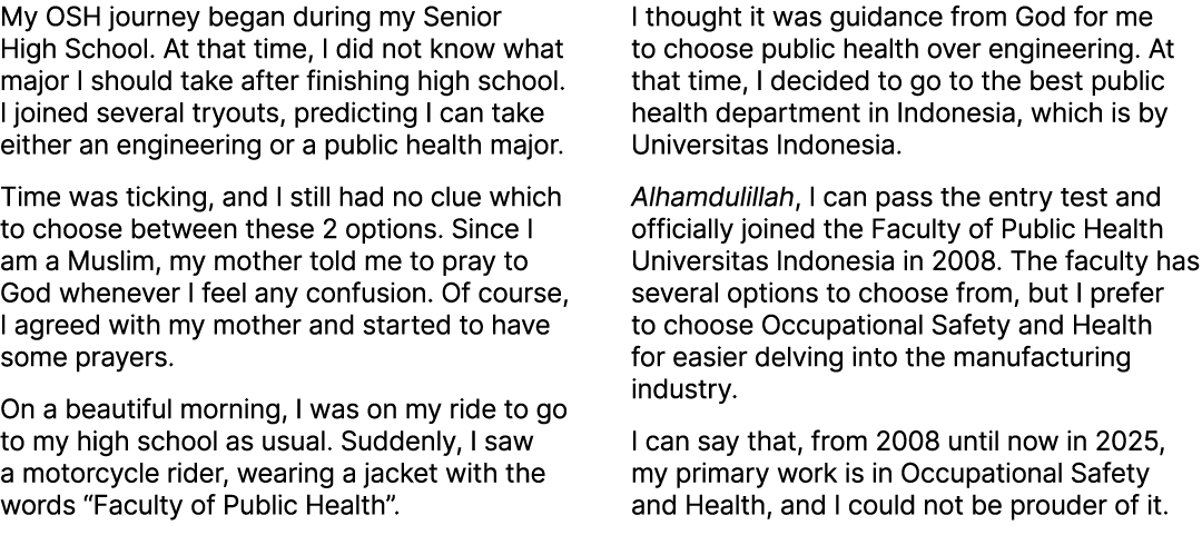 My OSH journey began during my Senior High School. At that time, I did not know what major I should take after finish...