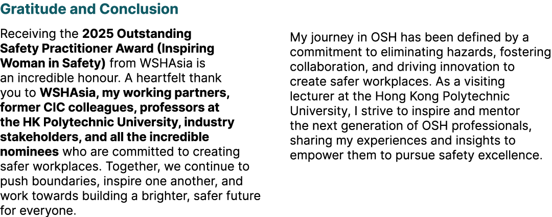 Gratitude and Conclusion Receiving the 2025 Outstanding Safety Practitioner Award (Inspiring Woman in Safety) from WS...