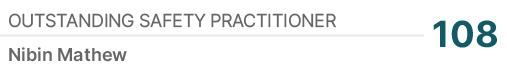 Outstanding Safety Practitioner,108,Nibin Mathew