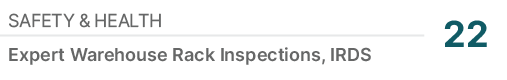 Safety & Health,22,Expert Warehouse Rack Inspections, IRDS