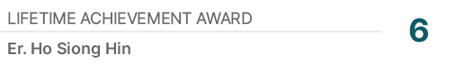 Lifetime Achievement Award,6,Er. Ho Siong Hin