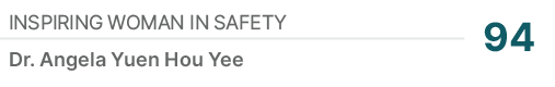 Inspiring Woman in Safety,94,Dr. Angela Yuen Hou Yee