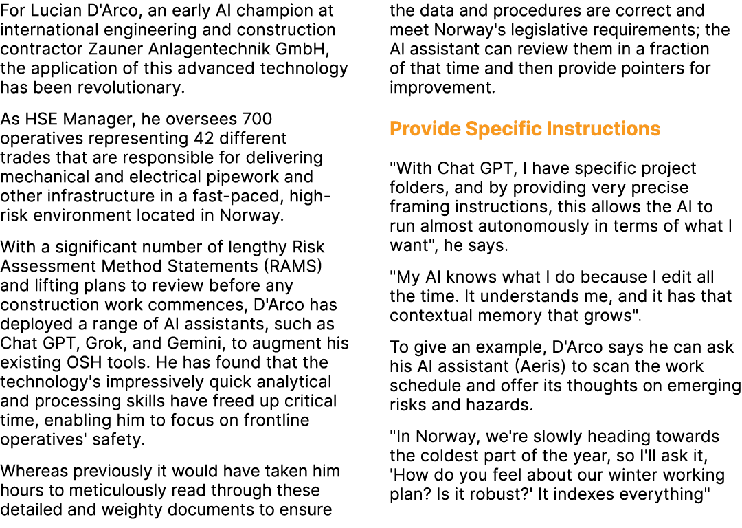 For Lucian D'Arco, an early AI champion at international engineering and construction contractor Zauner Anlagentechni...