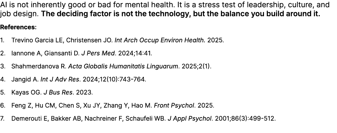 AI is not inherently good or bad for mental health. It is a stress test of leadership, culture, and job design. The d...