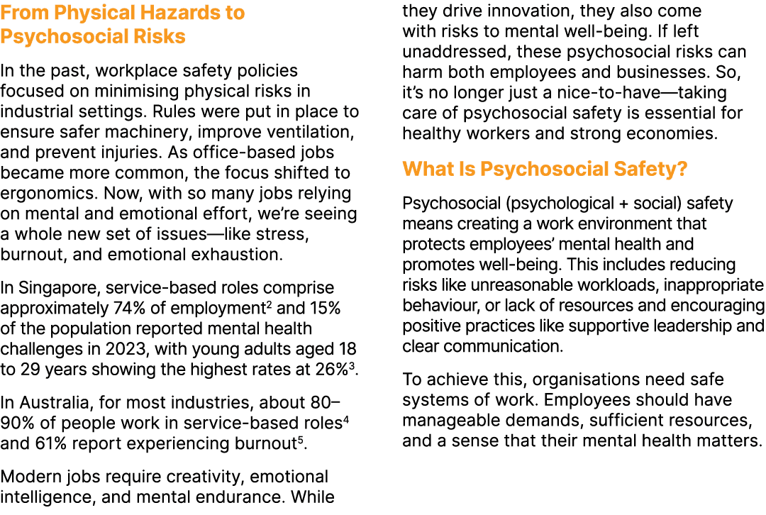 From Physical Hazards to Psychosocial Risks In the past, workplace safety policies focused on minimising physical ris...